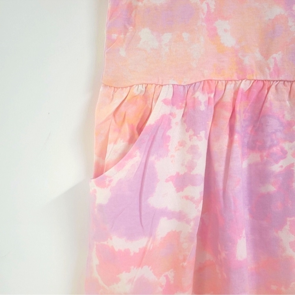 🇺🇸$3🇺🇸 Cat and Jack Pink Orange White Short Sleeve Tie Dye Casual Dress Pockets - Picture 2 of 5